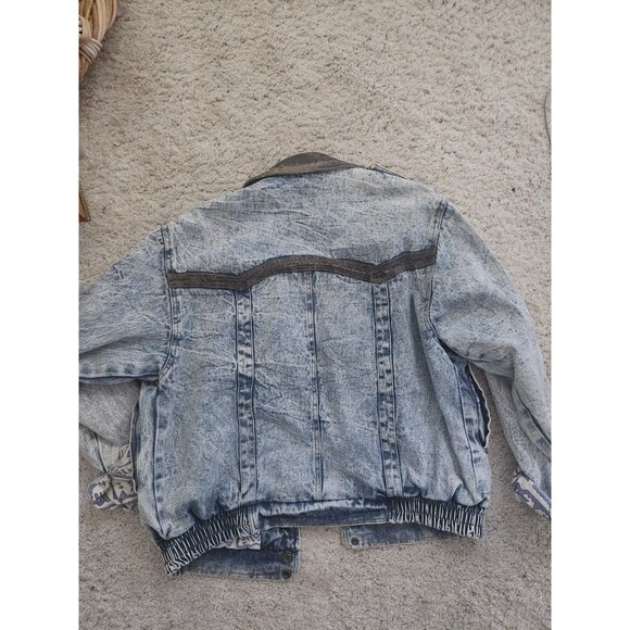 Land Rover Vintage Stone Wash Jean Jacket With Leather  Size L - Picture 9 of 9
